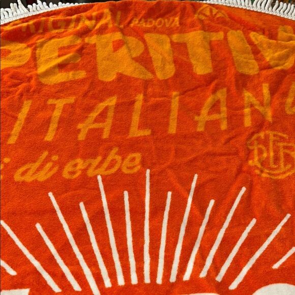 A Taste of Italy 🇮🇹 Aperol Spritz 🥂 Neon Orange and White Fringed Beach 🏖️ Towel - Picture 8 of 17